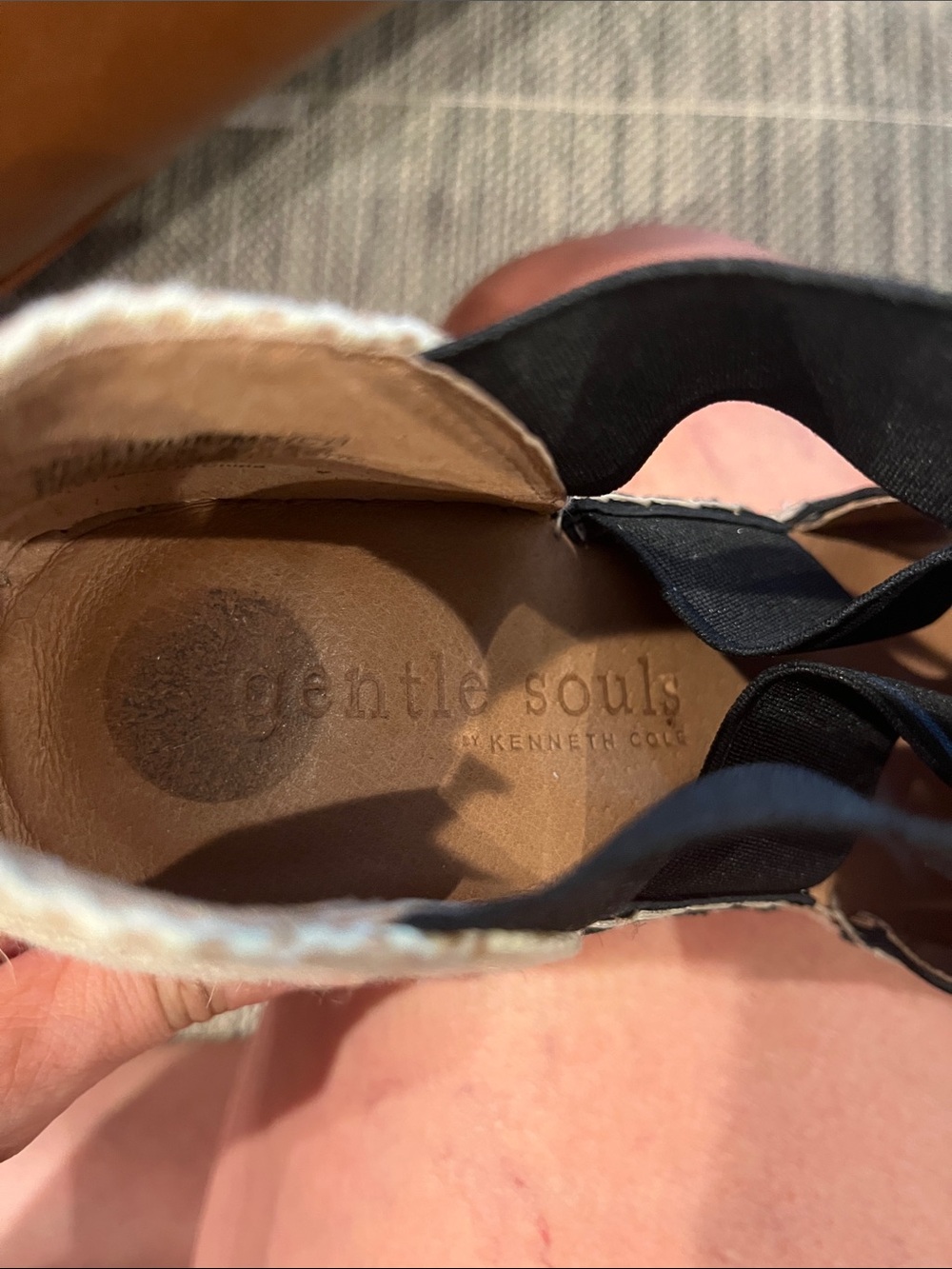 gentle souls Black Elastic Espadrille Wedge Sandals - Picture 5 of 5